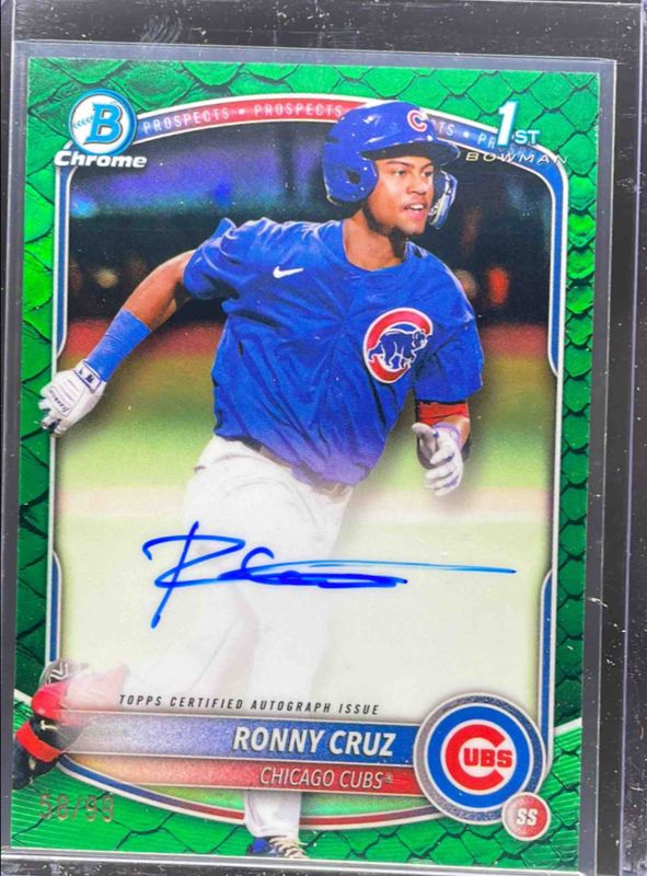 Ronny Cruz 2025 Bowman Chrome #CPA-RCR Prospect Auto - Reptilian Green Refractor /99 (1st) RAW