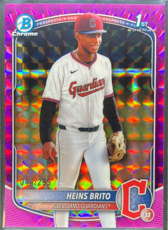 Heins Brito 2025 Bowman Chrome #BCP-203 Chrome Prospects - Fuchsia Geometric Refractor /250 RAW