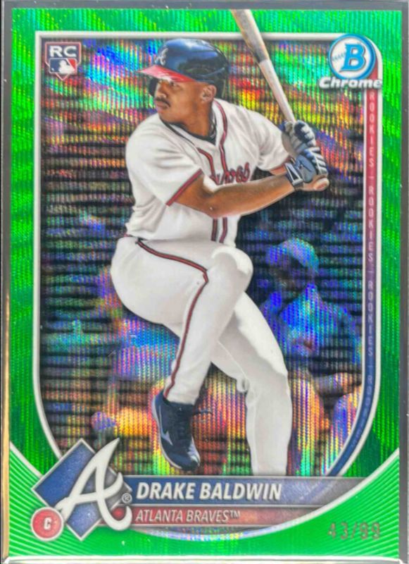 Drake Baldwin 2025 Bowman Chrome #75 Green Wave Refractor /99 Rookie RAW