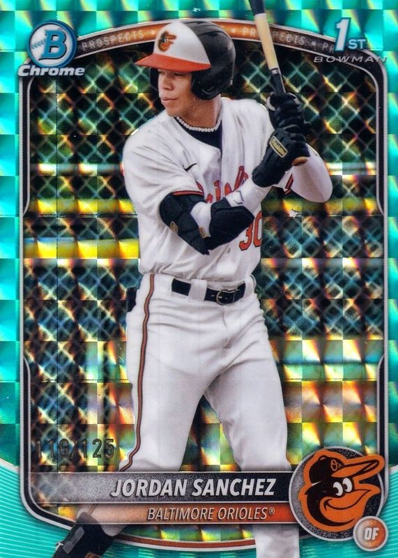 2025 Bowman Chrome #BCP-208 Prospects - Aqua Geometric Refractor /125 (1st)