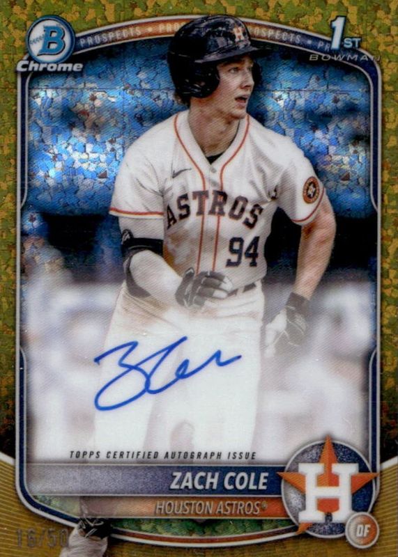 2025 Bowman Chrome #CPA-ZC Prospect Auto - Gold Mini-Diamond Refractor /50 (1st)
