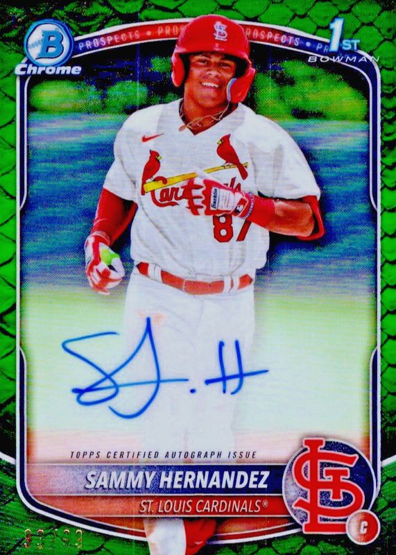 2025 Bowman Chrome #CPA-SH Prospect Auto - Reptilian Green Refractor /99 (1st)