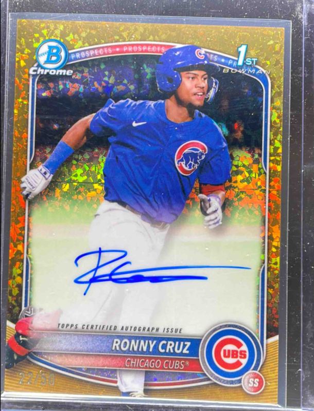Ronny Cruz 2025 Bowman Chrome #CPA-RCR Prospect Auto - Gold Mini-Diamond Refractor /50 (1st) RAW