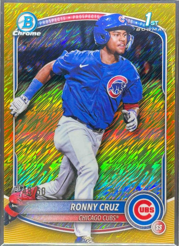 Ronny Cruz 2025 Bowman Chrome #BCP-213 Chrome Prospects - Gold Shimmer Refractor /125 RAW