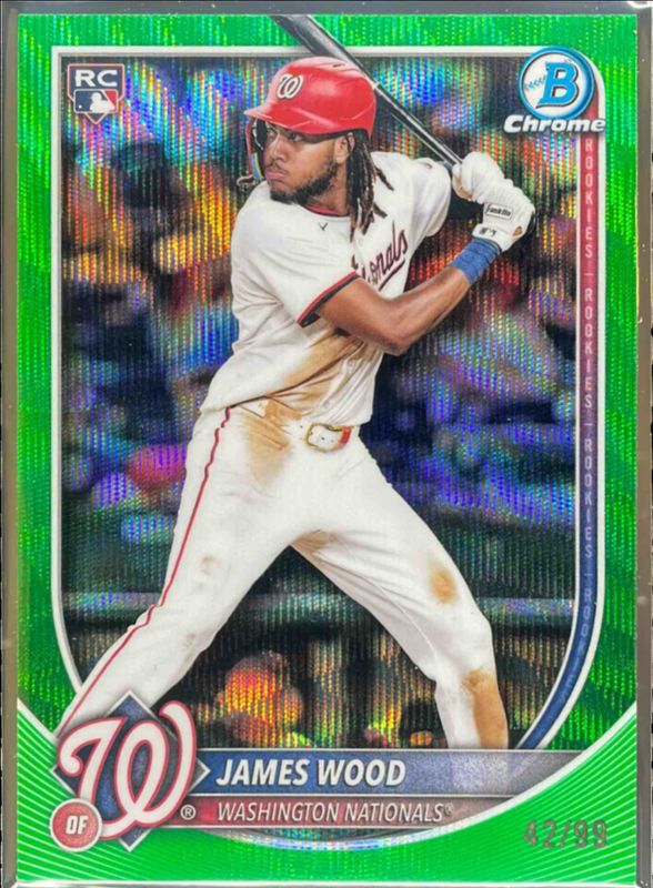 James Wood 2025 Bowman Chrome #29 Green Wave Refractor /99 Rookie RAW