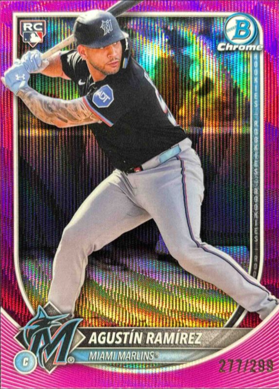 Agustin Ramirez 2025 Bowman Chrome #91 Fuchsia Wave Refractor /299 Rookie RAW
