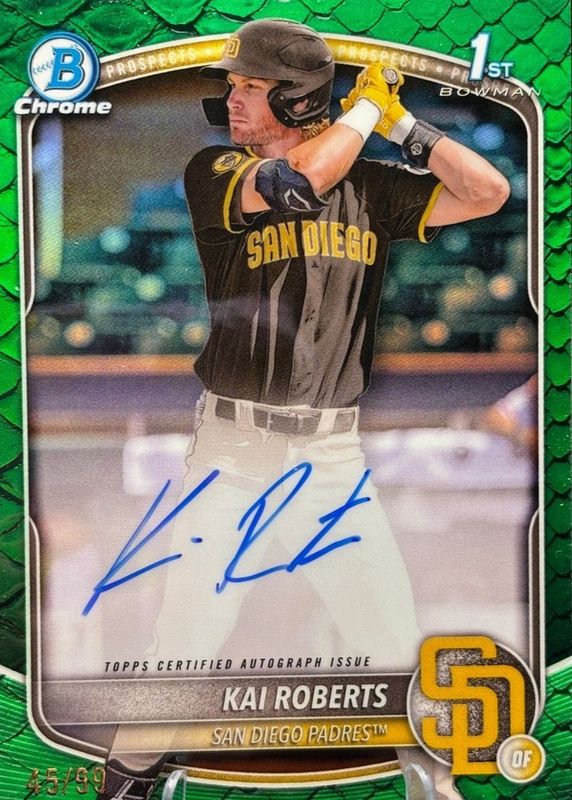 2025 Bowman Chrome #CPA-KR Prospect Auto - Reptilian Green Refractor /99 (1st)