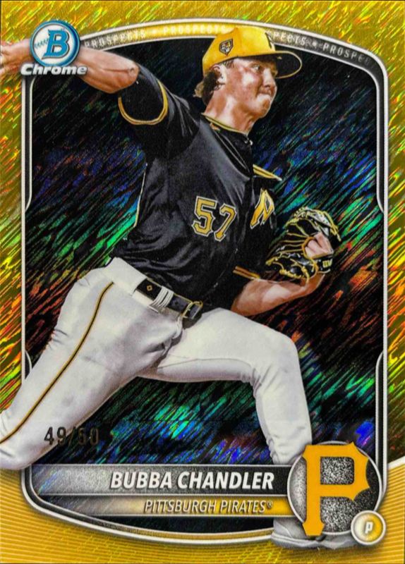 Bubba Chandler 2025 Bowman Chrome #BCP-171 Chrome Prospects - Gold Shimmer Refractor /125 RAW