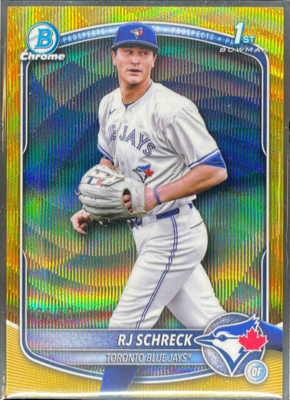 RJ Schreck 2025 Bowman Chrome #BCP-181 Chrome Prospects - Gold Wave Refractor /125 RAW