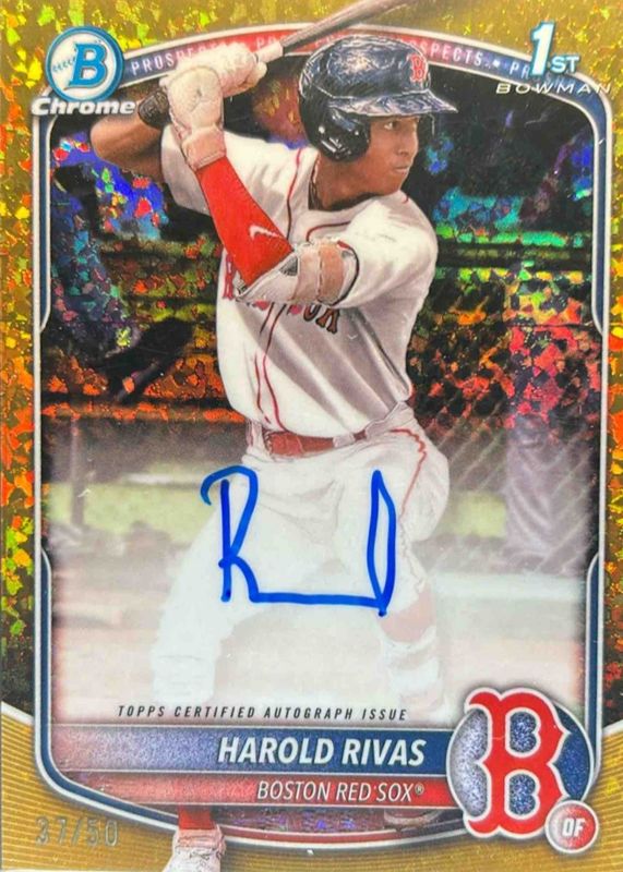 Harold Rivas 2025 Bowman Chrome #CPA-HR Prospect Auto - Gold Mini-Diamond Refractor /50 (1st) RAW