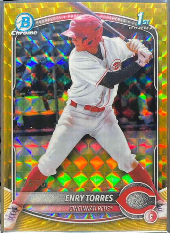 Enry Torres 2025 Bowman Chrome #BCP-168 Chrome Prospects - Gold Geometric Refractor /150 RAW