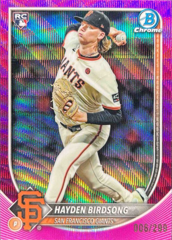 Hayden Birdsong 2025 Bowman Chrome #63 Fuchsia Wave Refractor /299 Rookie RAW