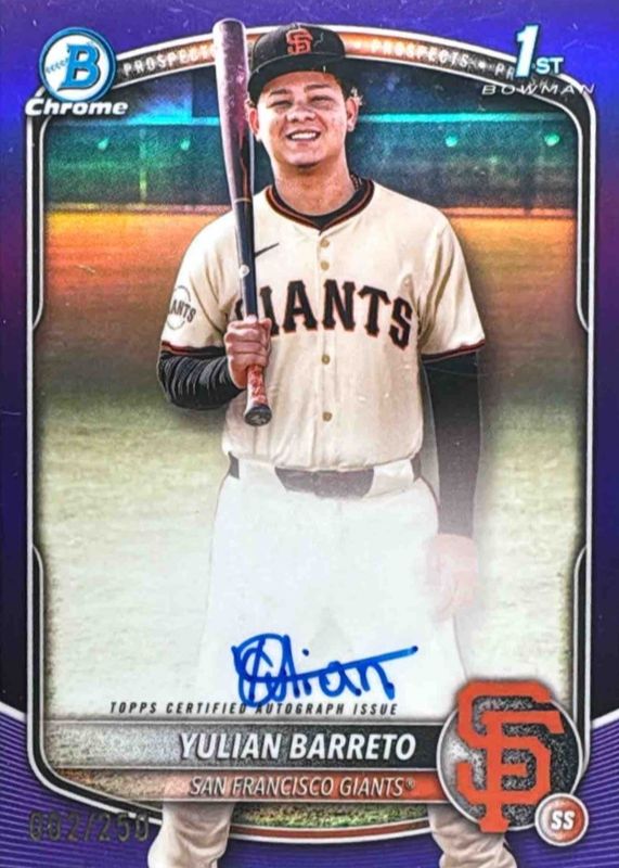 2025 Bowman Chrome #CPA-YU Prospect Auto - Purple Refractor /250 (1st)