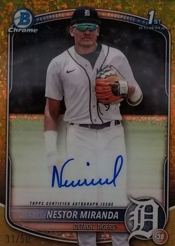 Nestor Miranda 2025 Bowman Chrome #CPA-NM Prospect Auto - Gold Mini-Diamond Refractor /50 (1st) RAW