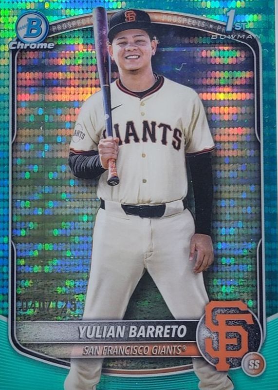 Yulian Barreto 2025 Bowman Chrome #BCP-229 Prospects - Aqua Pulsar Refractor /125 (1st) RAW