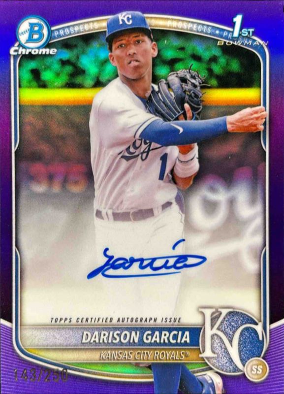 Darison Garcia 2025 Bowman Chrome #CPA-DG Prospect Auto - Purple Refractor /250 (1st) RAW