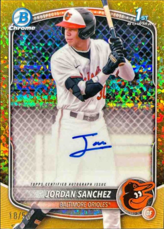 Jordan Sanchez 2025 Bowman Chrome #CPA-JOS Prospect Auto - Gold Mini-Diamond Refractor /50 (1st) RAW