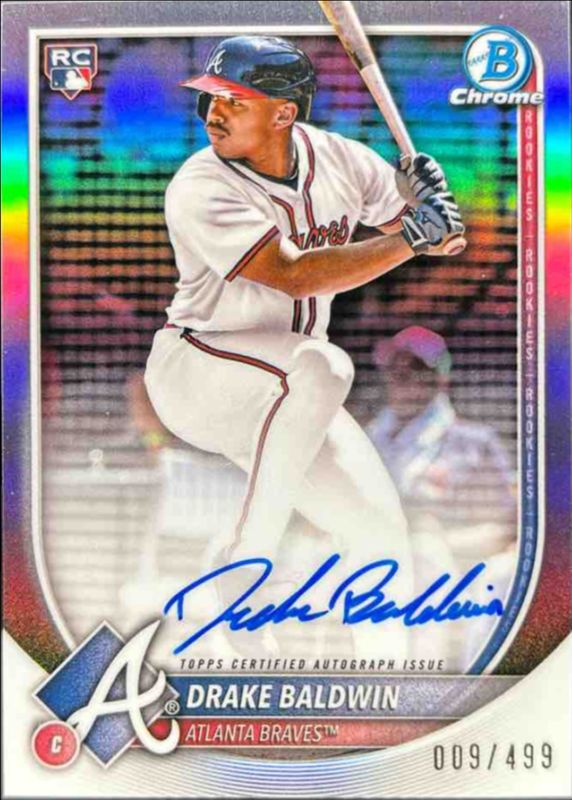 Drake Baldwin 2025 Bowman Chrome #CRA-DB Chrome Rookie Autographs - Refractor /499 RAW
