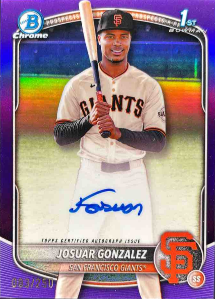 Josuar Gonzalez 2025 Bowman Chrome #CPA-JD Prospect Auto - Purple