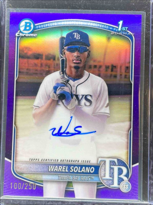 Warel Solano 2025 Bowman Chrome #CPA-WS Chrome Prospect Autographs - Purple Refractor /250 RAW