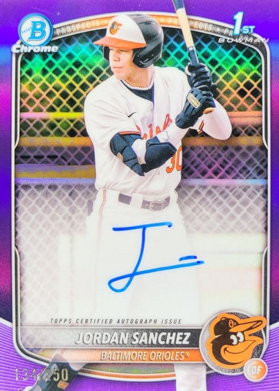 Jordan Sanchez 2025 Bowman Chrome #CPA-JOS Prospect Auto - Purple Refractor /250 (1st) RAW
