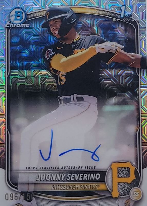 Jhonny Severino 2025 Bowman Chrome #CPA-JS Prospect Auto - HTA Choice Refractor /150 (1st) RAW