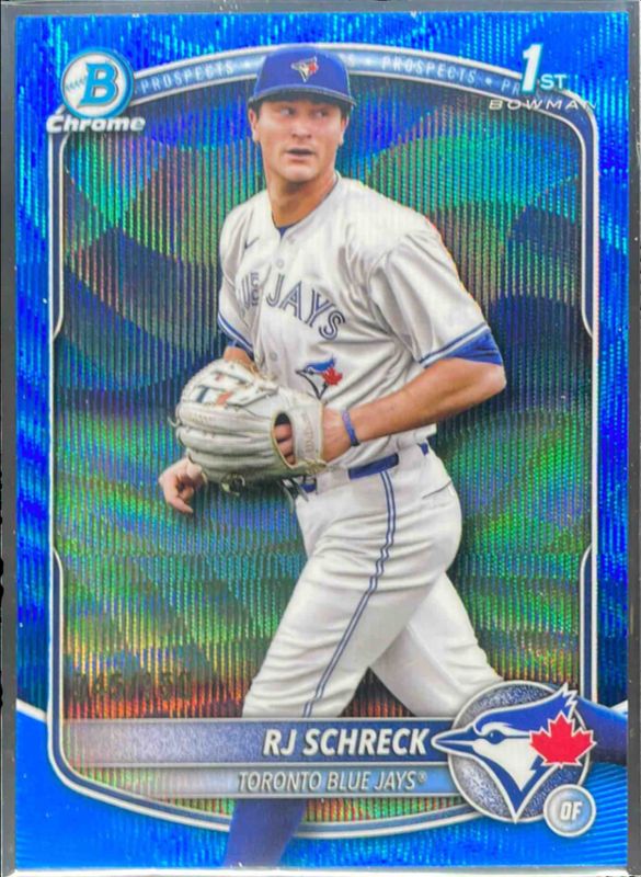 RJ Schreck 2025 Bowman Chrome #BCP-181 Chrome Prospects - Blue Wave Refractor /250 RAW