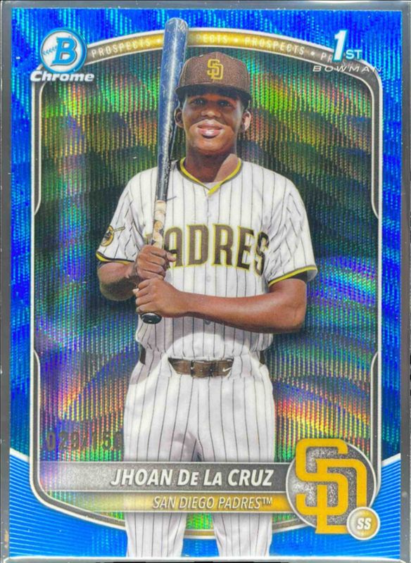 Jhoan De La Cruz 2025 Bowman Chrome #BCP-223 Chrome Prospects - Blue Wave Refractor /250 RAW