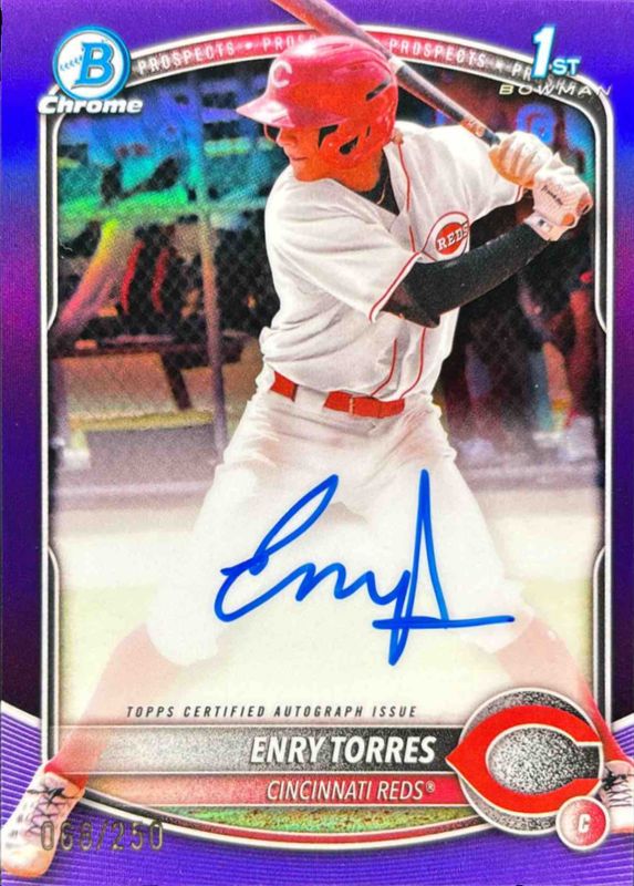 Enry Torres 2025 Bowman Chrome #CPA-ET Prospect Auto - Purple Refractor /250 (1st) RAW