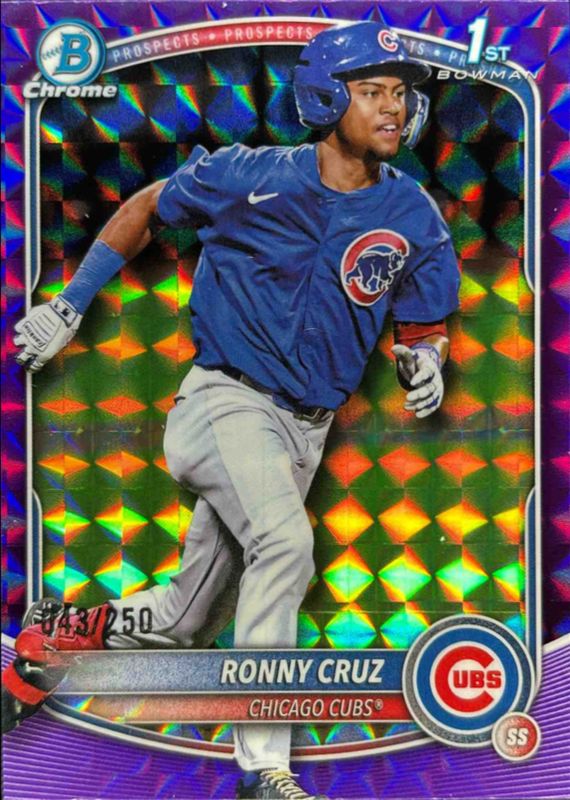 Ronny Cruz 2025 Bowman Chrome #BCP-213 Chrome Prospects - Purple Geometric Refractor /50 RAW
