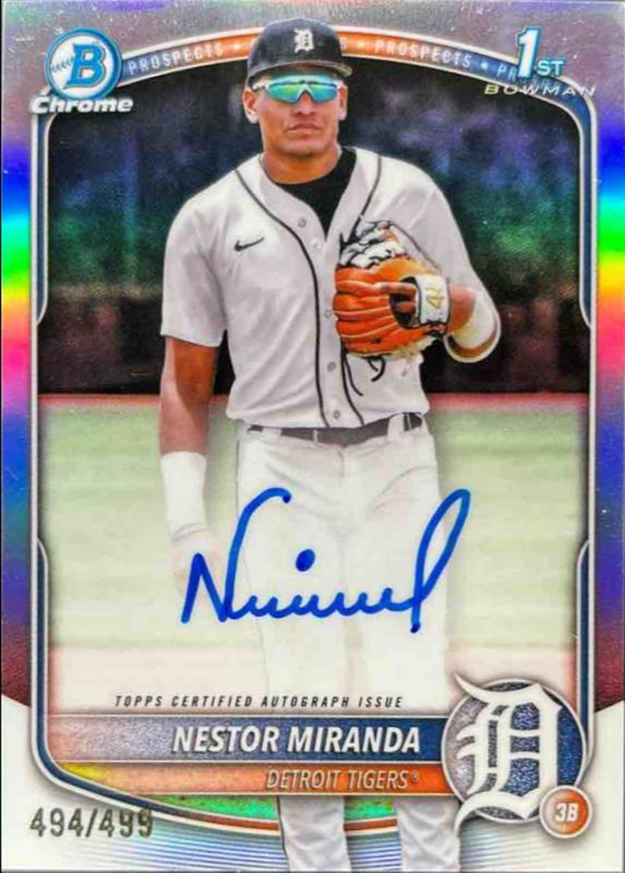 Nestor Miranda 2025 Bowman Chrome #CPA-NM Prospect Auto - Refractor /499 (1st) RAW
