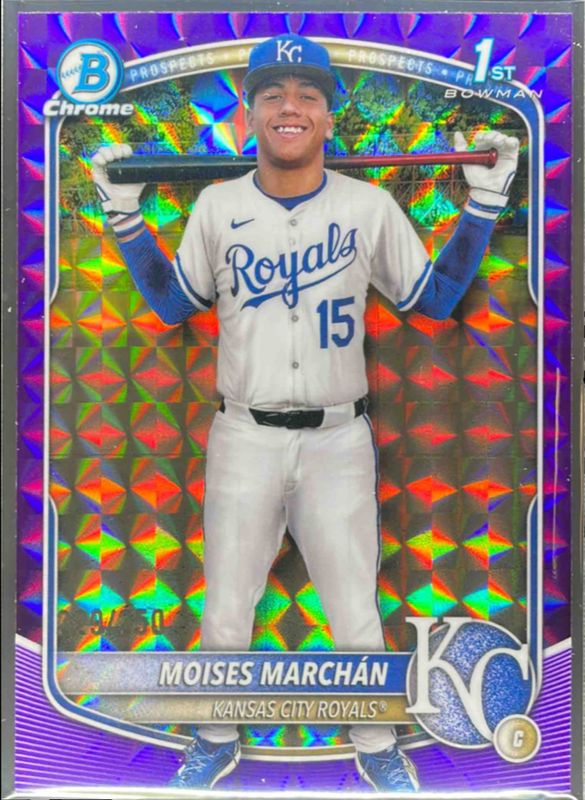Moises Marchan 2025 Bowman Chrome #BCP-242 Chrome Prospects - Purple Geometric Refractor /50 RAW