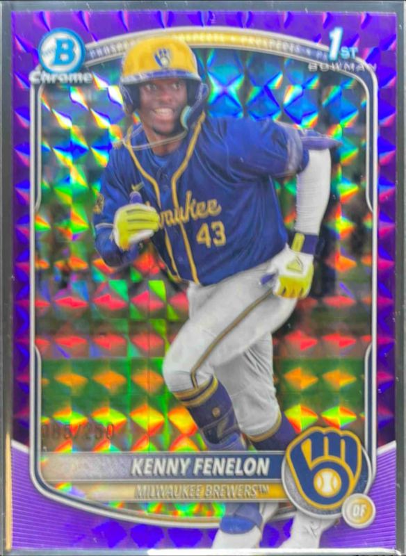 Kenny Fenelon 2025 Bowman Chrome #BCP-190 Chrome Prospects - Purple Geometric Refractor /50 RAW