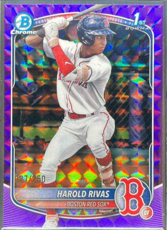 Harold Rivas 2025 Bowman Chrome #BCP-216 Chrome Prospects - Purple Geometric Refractor /50 RAW