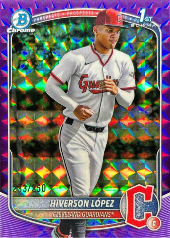 Hiverson Lopez 2025 Bowman Chrome #BCP-196 Chrome Prospects - Purple Geometric Refractor /50 RAW