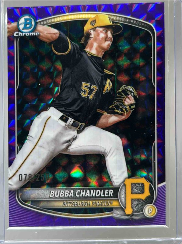 Bubba Chandler 2025 Bowman Chrome #BCP-171 Chrome Prospects - Purple Geometric Refractor /50 RAW