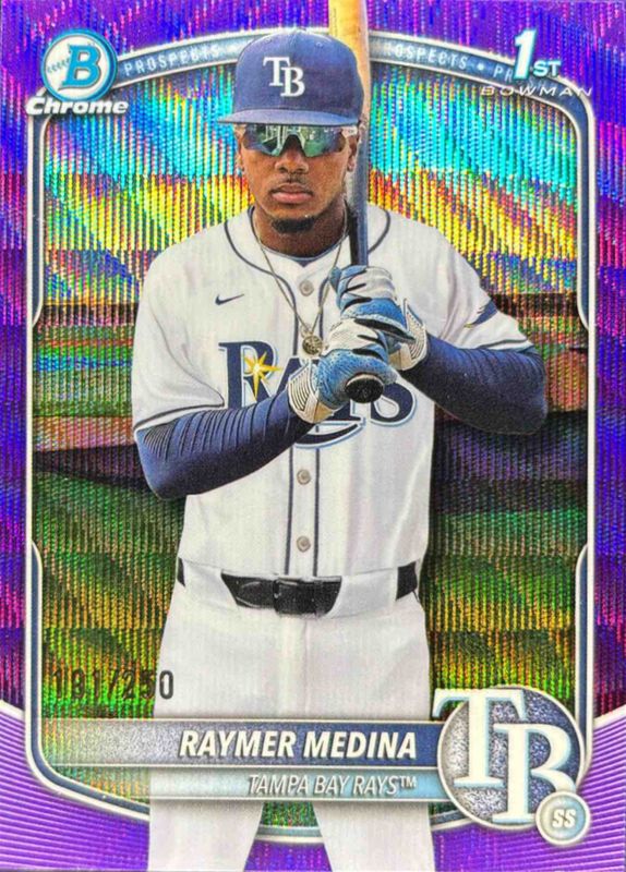 Raymer Medina 2025 Bowman Chrome #BCP-175 Chrome Prospects - Purple Wave Refractor /25 RAW