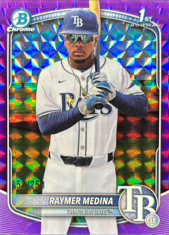 Raymer Medina 2025 Bowman Chrome #BCP-175 Chrome Prospects - Purple Geometric Refractor /50 RAW