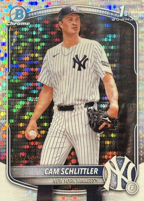 Cam Schlittler 2025 Bowman Chrome #BCP-166 Prospects - Pulsar Refractor /399 (1st) RAW