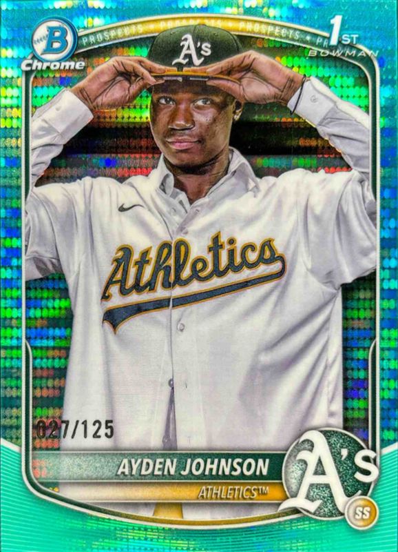 Ayden Johnson 2025 Bowman Chrome #BCP-197 Prospects - Pulsar Refractor /399 (1st) RAW
