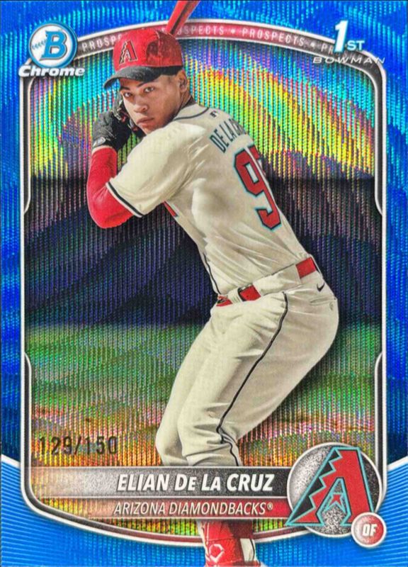 Elian De La Cruz 2025 Bowman Chrome #BCP-249 Chrome Prospects - Blue Wave Refractor /250 RAW