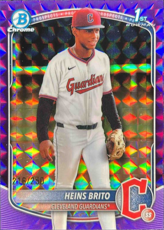 Heins Brito 2025 Bowman Chrome #BCP-203 Chrome Prospects - Purple Geometric Refractor /50 RAW