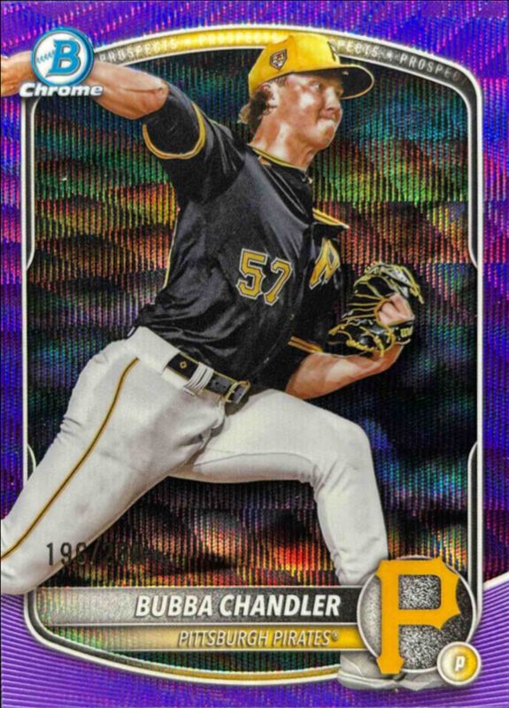 Bubba Chandler 2025 Bowman Chrome #BCP-171 Chrome Prospects - Purple Wave Refractor /25 RAW
