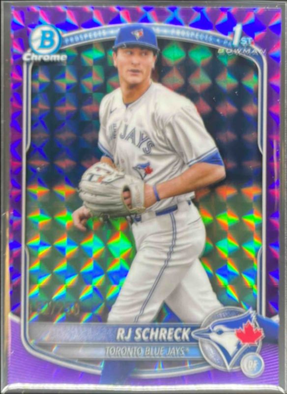 RJ Schreck 2025 Bowman Chrome #BCP-181 Chrome Prospects - Purple Geometric Refractor /50 RAW