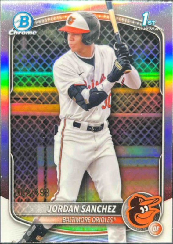 Jordan Sanchez 2025 Bowman Chrome #BCP-208 Chrome Prospects - Refractor /10 RAW