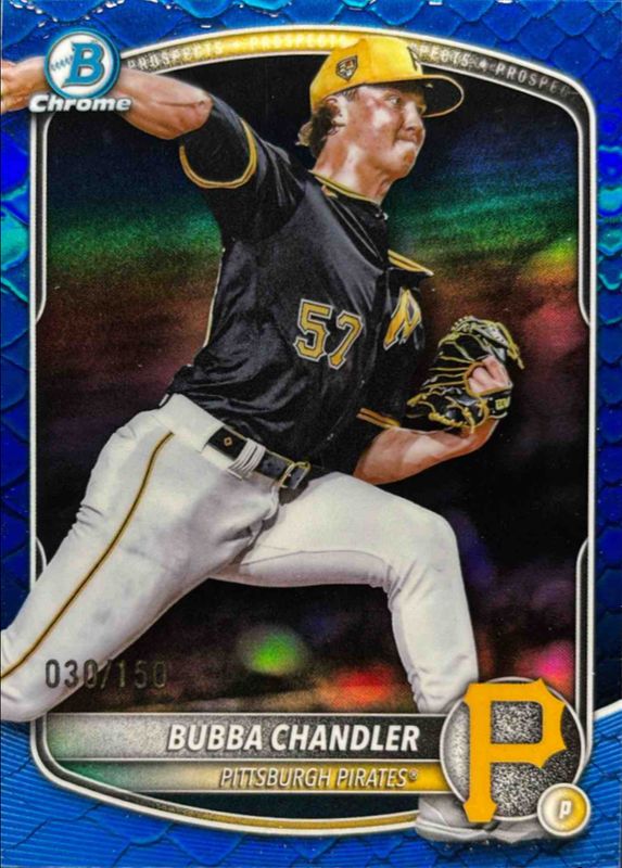 Bubba Chandler 2025 Bowman Chrome #BCP-171 Chrome Prospects - Reptilian Blue Refractor /5 RAW