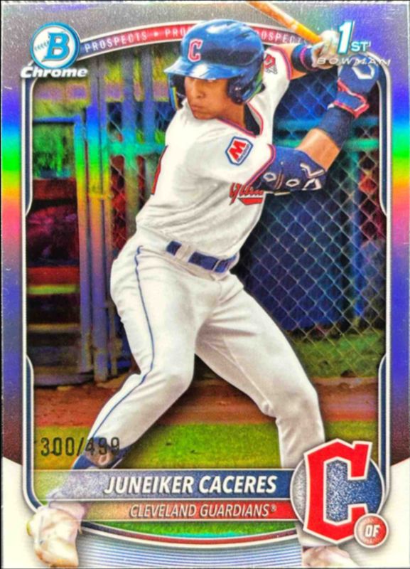Juneiker Caceres 2025 Bowman Chrome #BCP-231 Chrome Prospects - Refractor /10 RAW