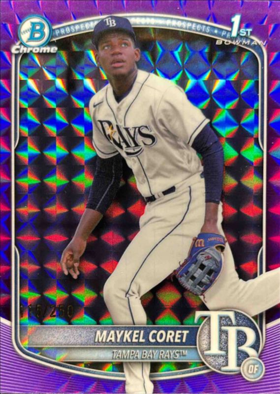 Maykel Coret 2025 Bowman Chrome #BCP-240 Chrome Prospects - Purple Geometric Refractor /50 RAW