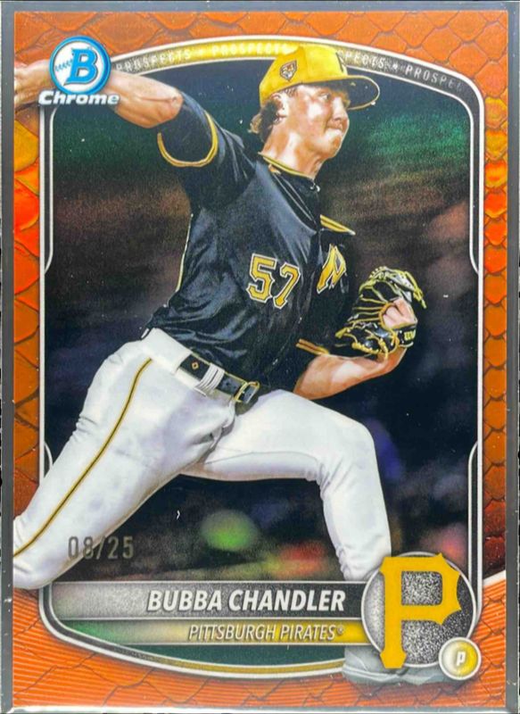 Bubba Chandler 2025 Bowman Chrome #BCP-171 Chrome Prospects - Reptilian Orange Refractor /5 RAW