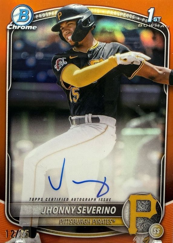 Jhonny Severino 2025 Bowman Chrome #CPA-JS Prospect Auto - Orange Refractor /25 (1st) RAW